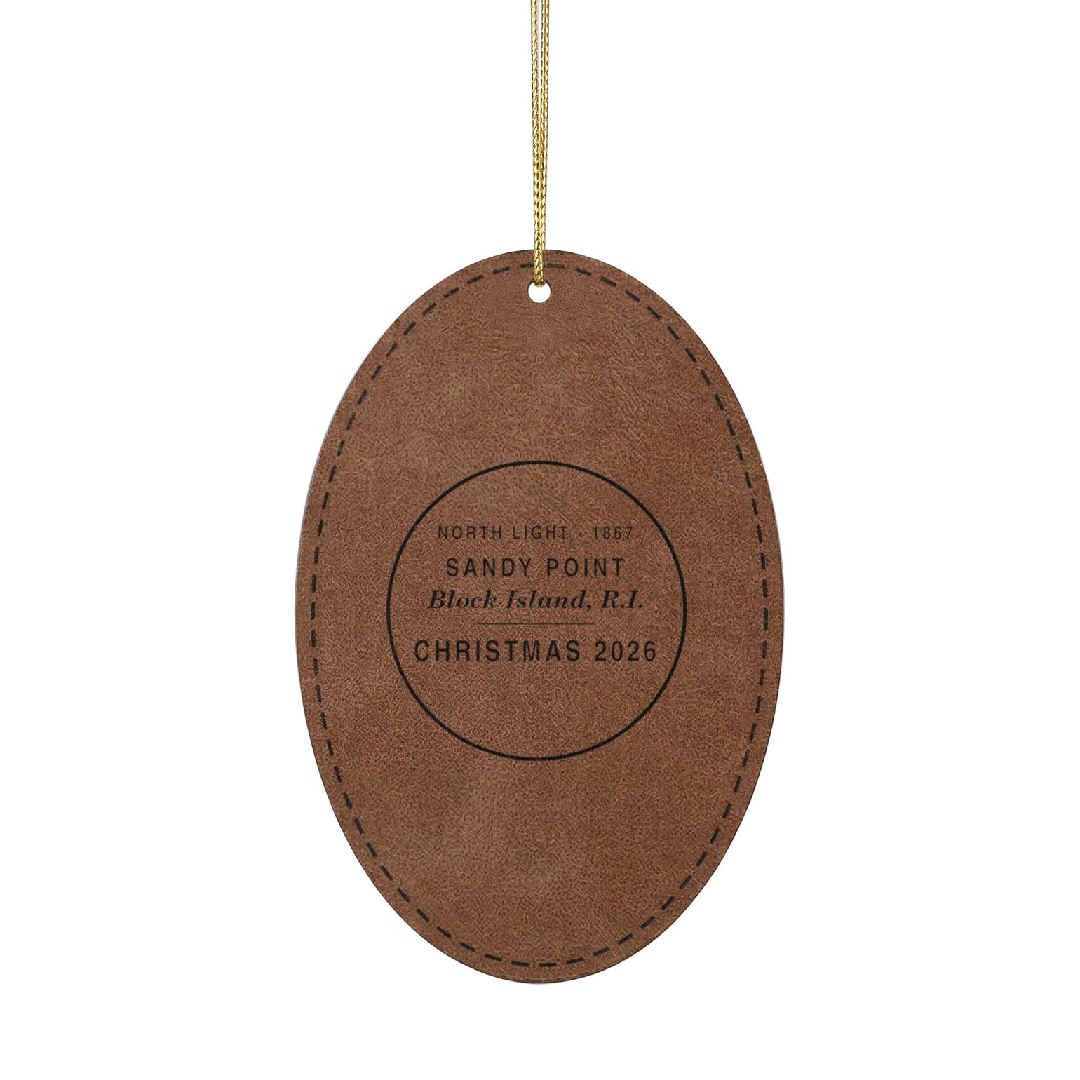 North Light Engraved Leatherette Ornament — Block Island's Original Christmas Light