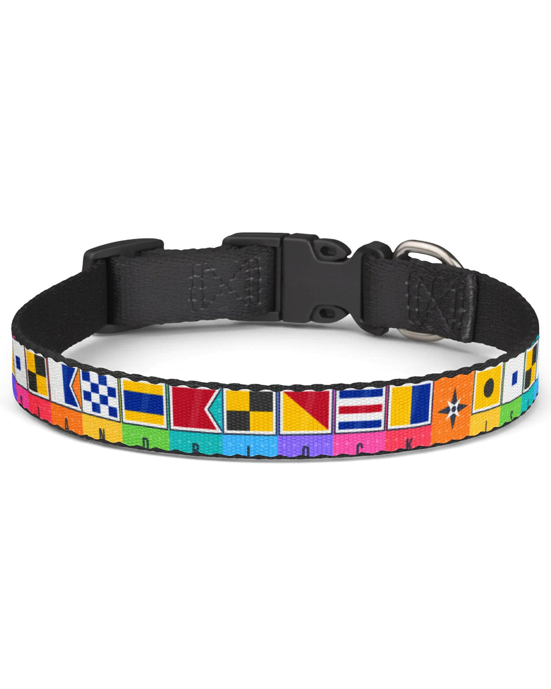 Block Island Signal Flags Dog Collar — Rainbow Nautical Flag Clip-On Collar