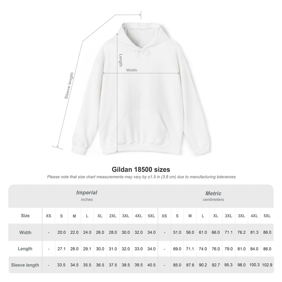 Size chart for the Missed the Ferry. Nailed Happy Hour. Block Island hoodie showing width, length and sleeve length