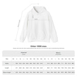 Size chart for the Missed the Ferry. Nailed Happy Hour. Block Island hoodie showing width, length and sleeve length
