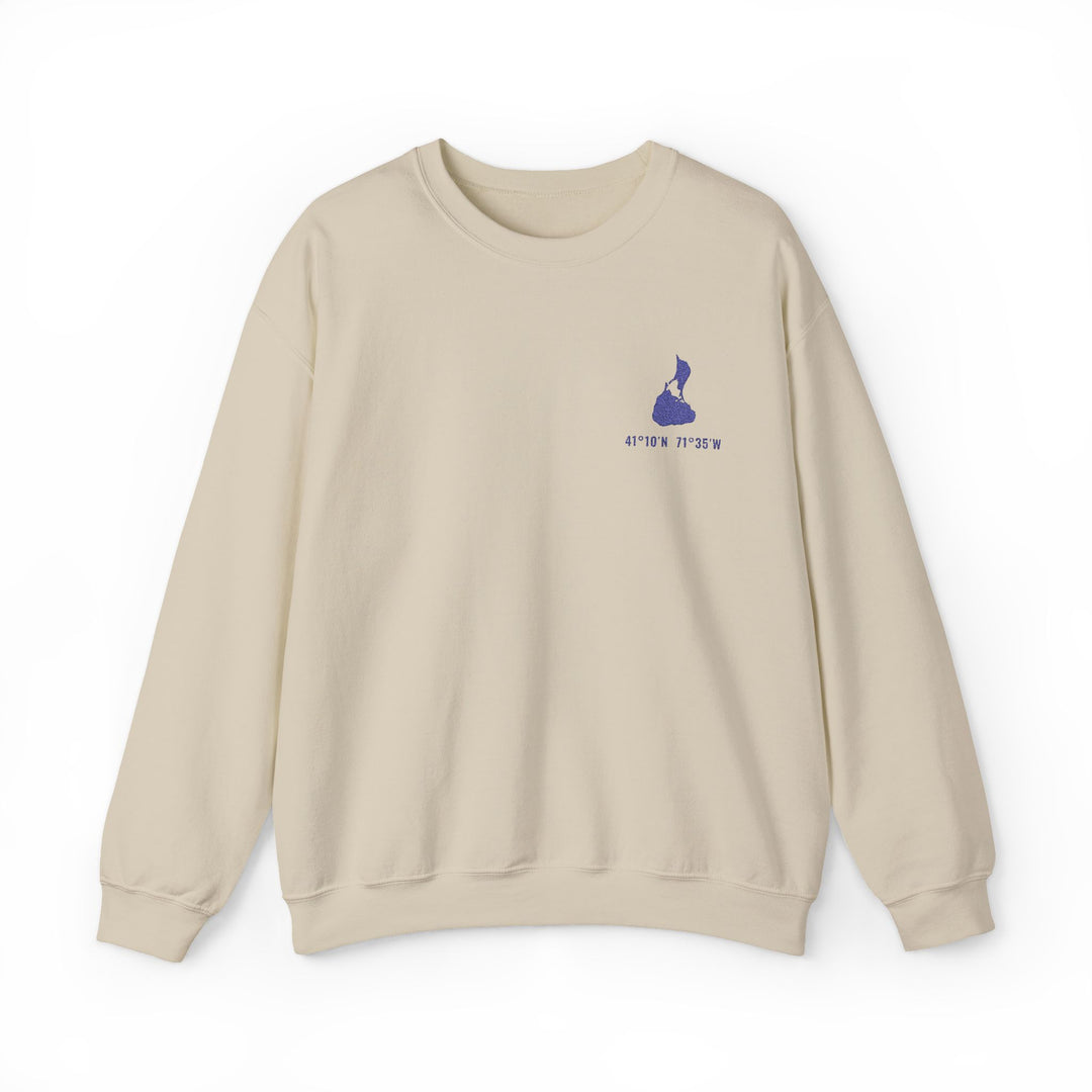 Block Island coordinates embroidered crewneck - view 3 - BlockBoundRI