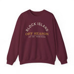 Block Island Off Season Crewneck Sweatshirt in Maroon, BlockBoundRI