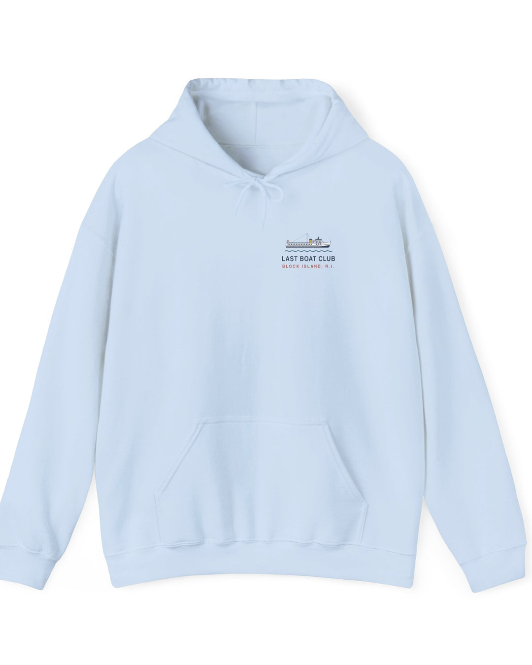 Last Boat Club hoodie: M/V BLOCK ISLAND ferry against a striped sunset, Block Island R.I. — view 4