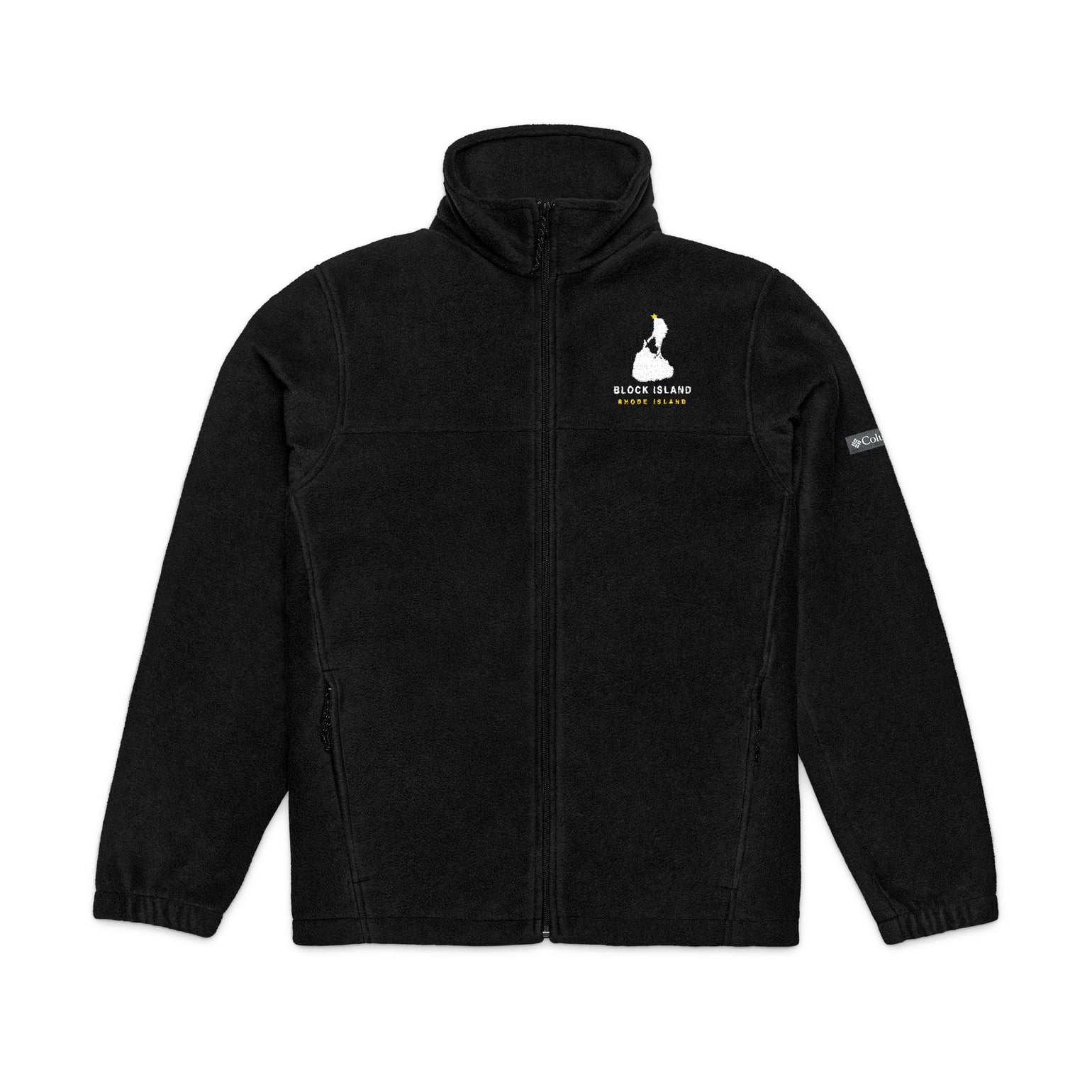 Columbia fleece jacket with embroidered Block Island outline and Block Island Rhode Island wordmark on the left chest — view 15