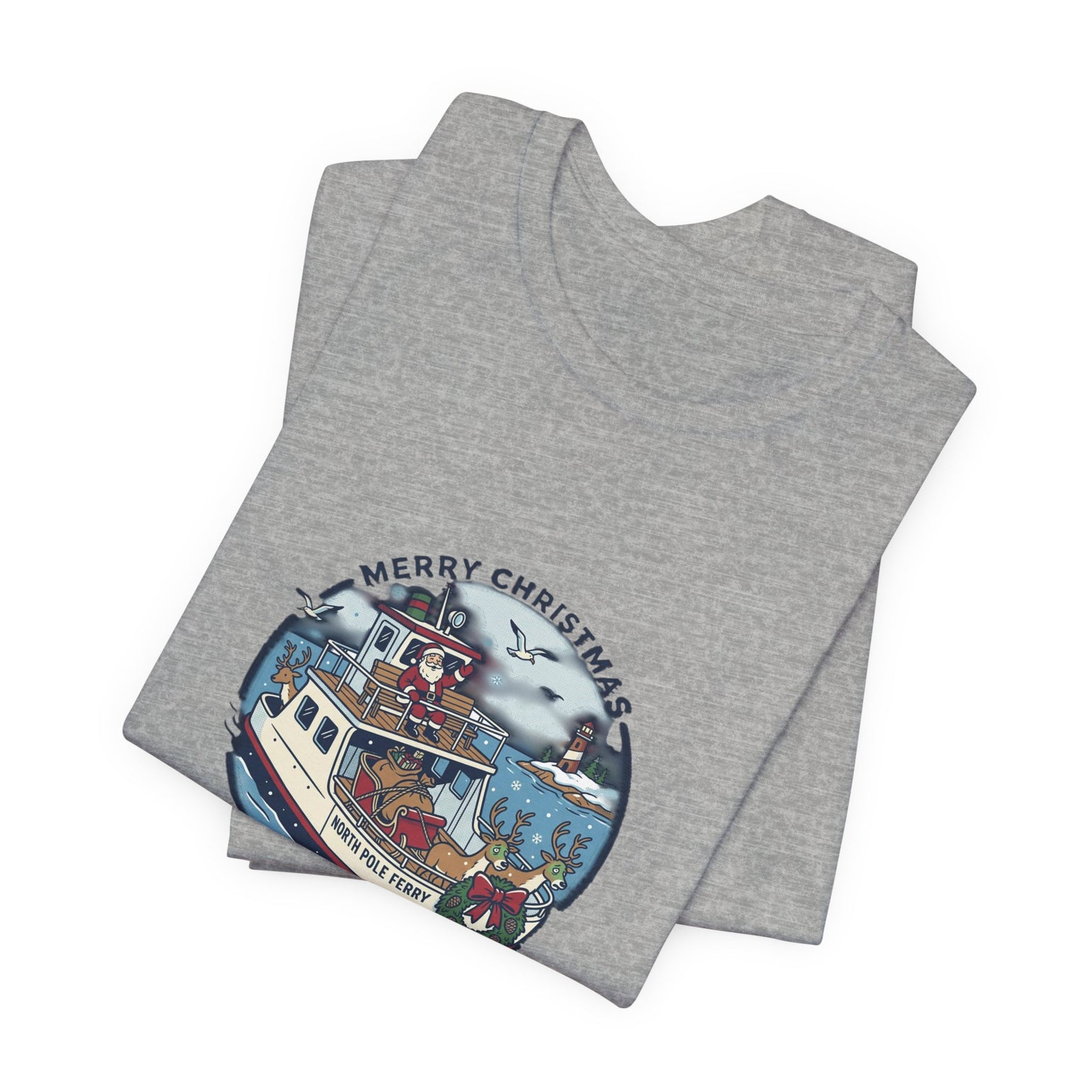Santa Takes the Ferry Block Island Christmas T-Shirt by BlockBoundRI, photo 19