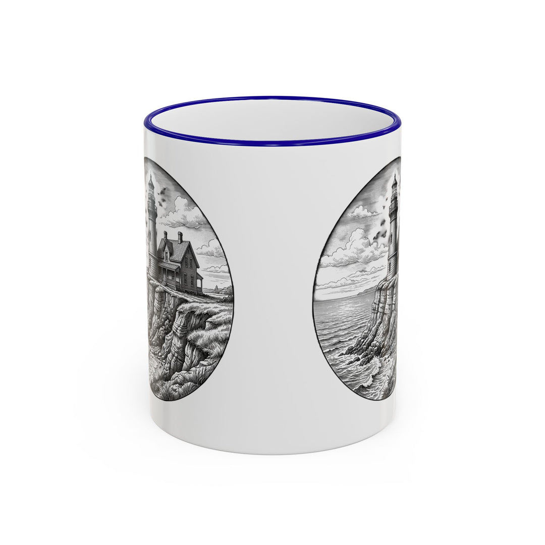 Southeast Light Mug, Block Island Lighthouse in Blue, BlockBoundRI