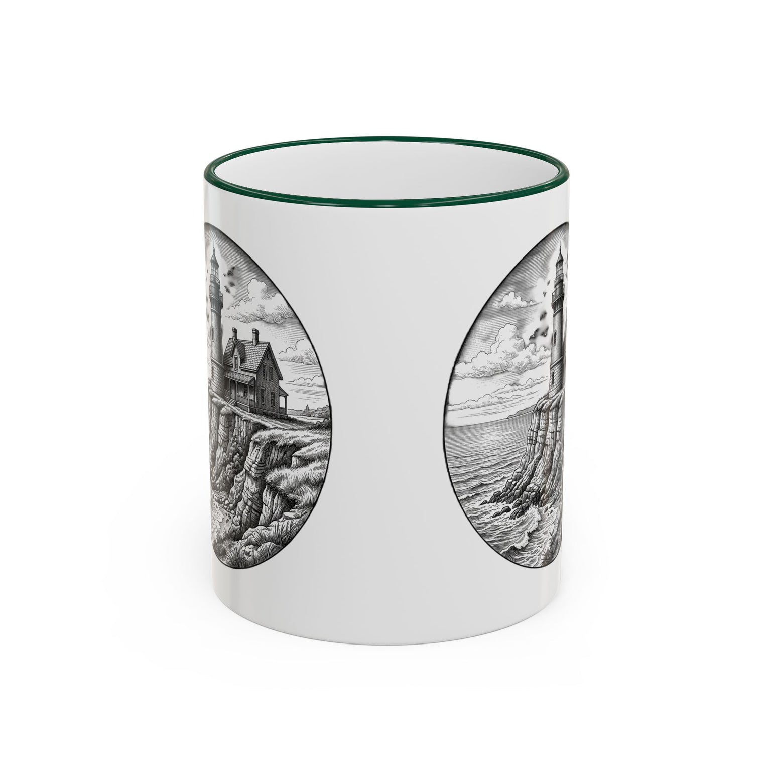 Southeast Light Mug, Block Island Lighthouse in Green, BlockBoundRI