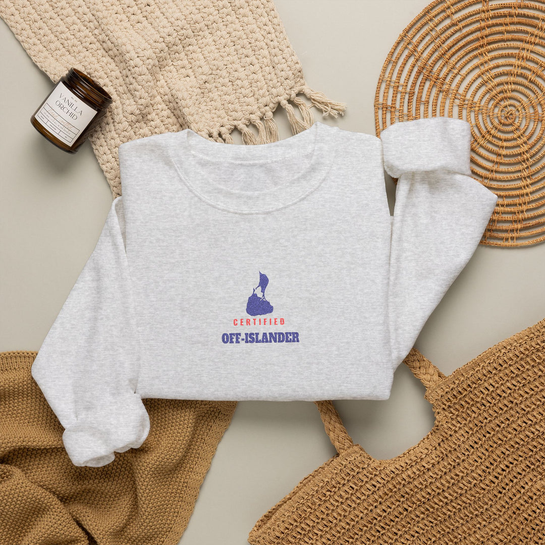 Certified Off-Islander embroidered Block Island crewneck sweatshirt, additional view - BlockBoundRI