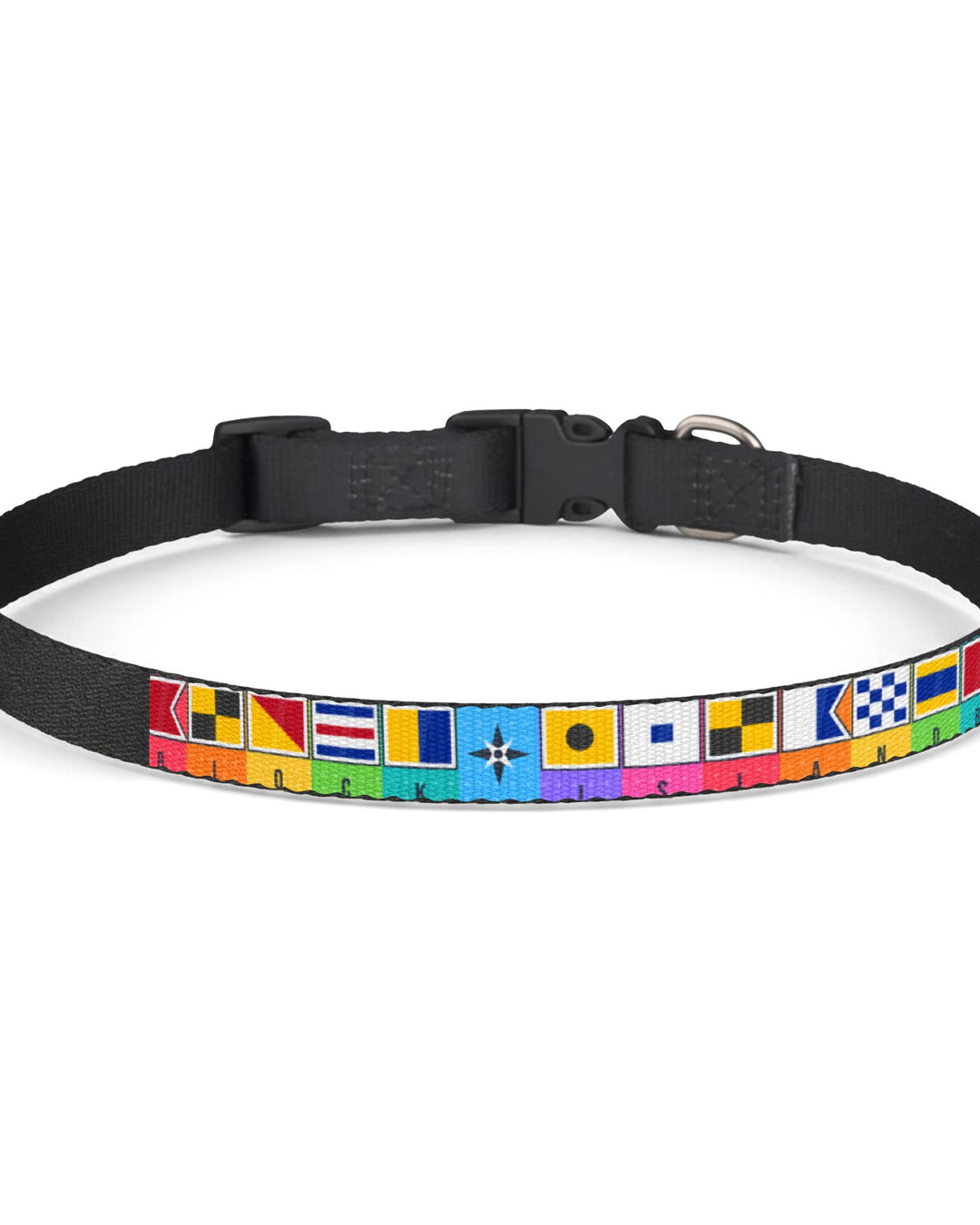 Block Island Signal Flags Dog Collar — Rainbow Nautical Flag Clip-On Collar