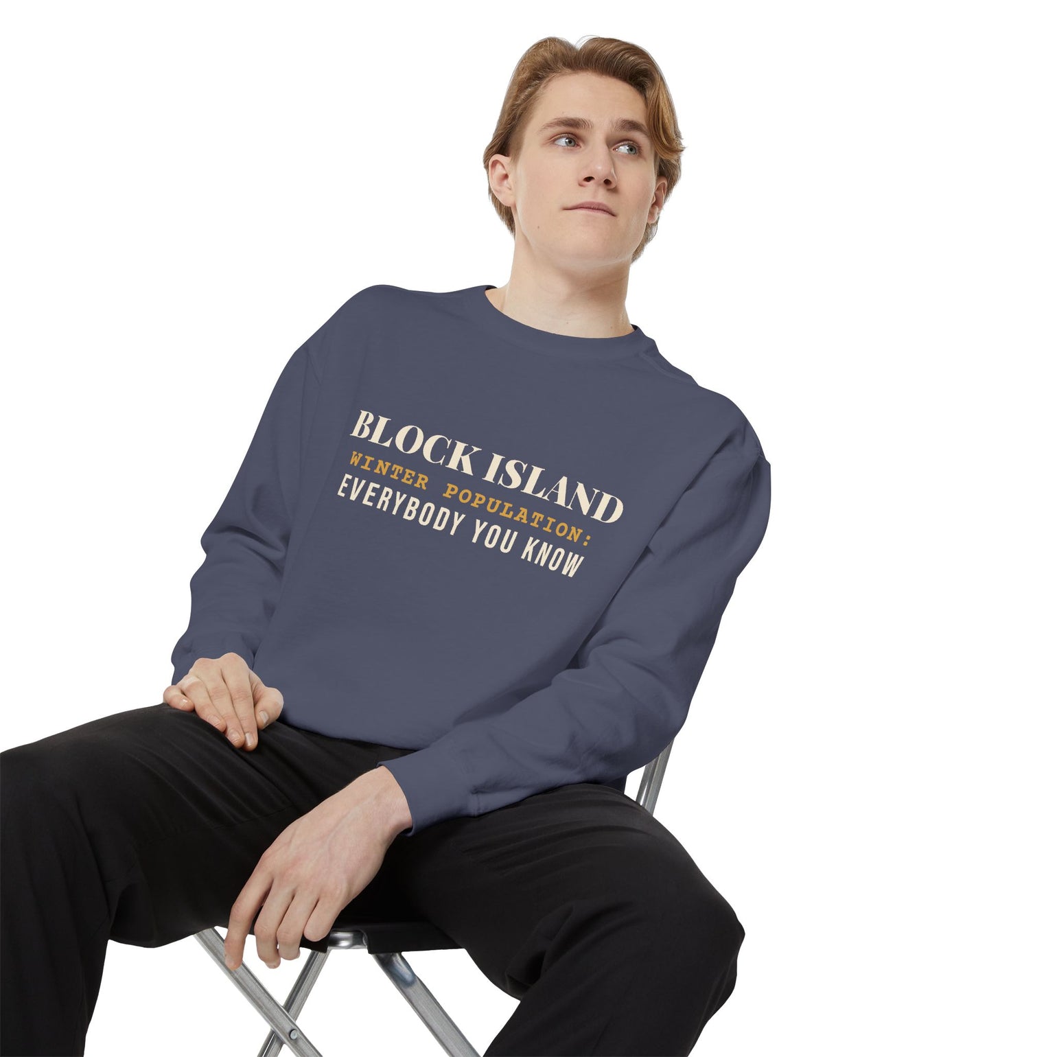 Block Island Winter Population crewneck sweatshirt, view 20 - BlockBoundRI