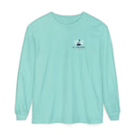 Block Island Fog Index long sleeve: five fog levels from Clear to Island Classic with ferry illustrations — view 3