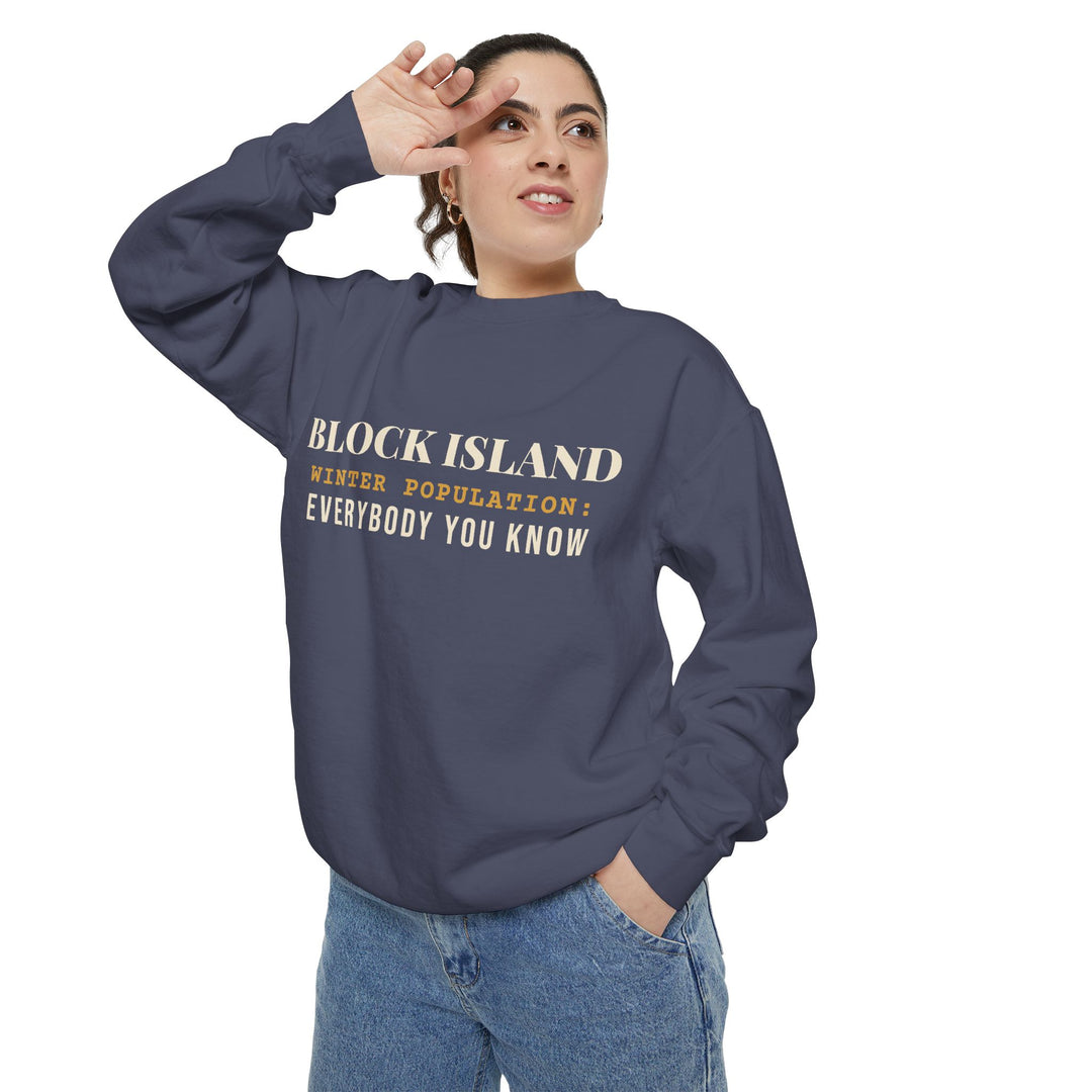 Block Island Winter Population crewneck sweatshirt, view 21 - BlockBoundRI