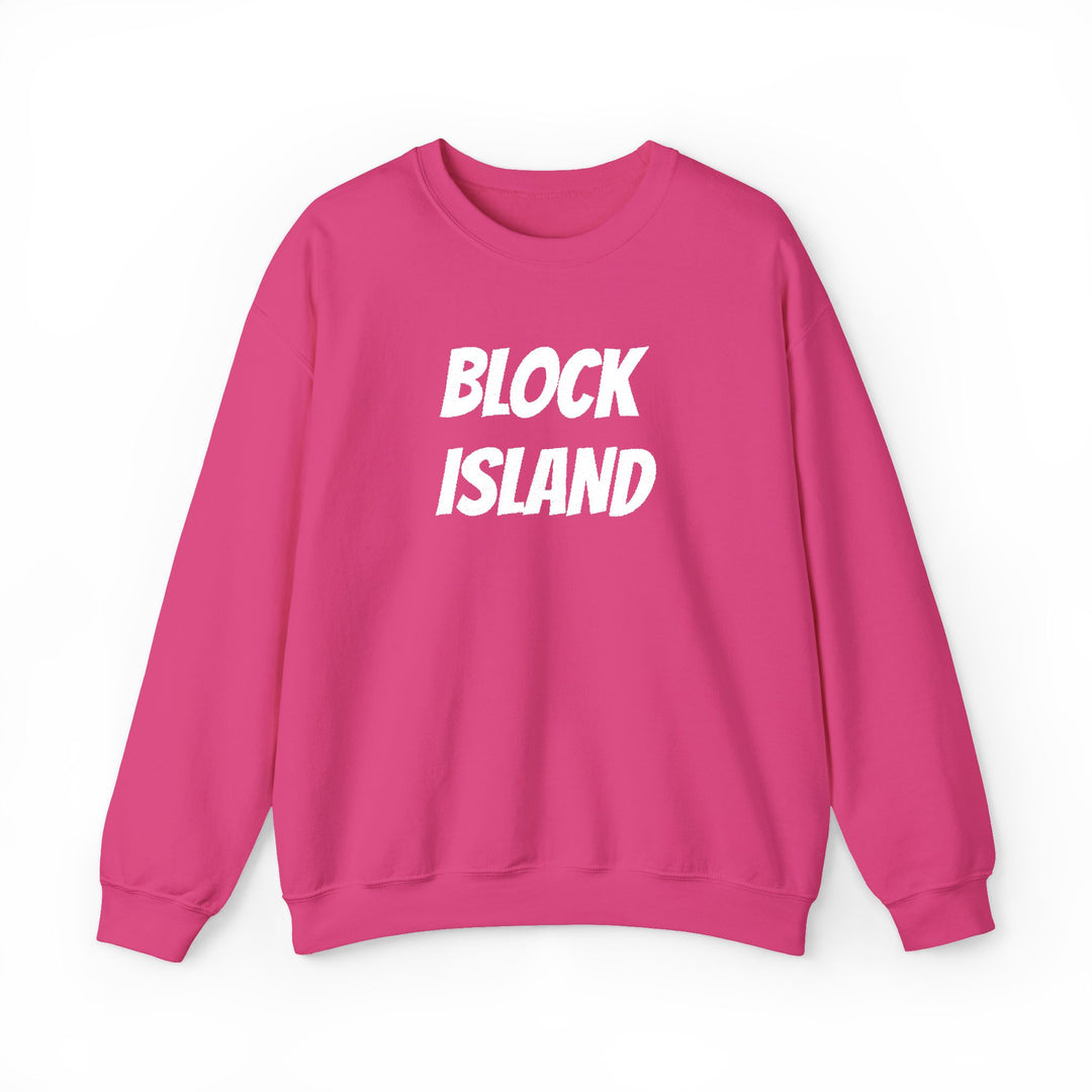 Block Island Embroidered Crewneck Sweatshirt in Heliconia, BlockBoundRI