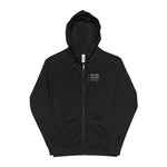 Sandy Point Seal Club zip hoodie back: grey seal on a rock with North Light, Block Island, in a round badge — view 8