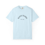 Block Island Est. 1661 Arch Tee, Garment-Dyed in Chambray, BlockBoundRI