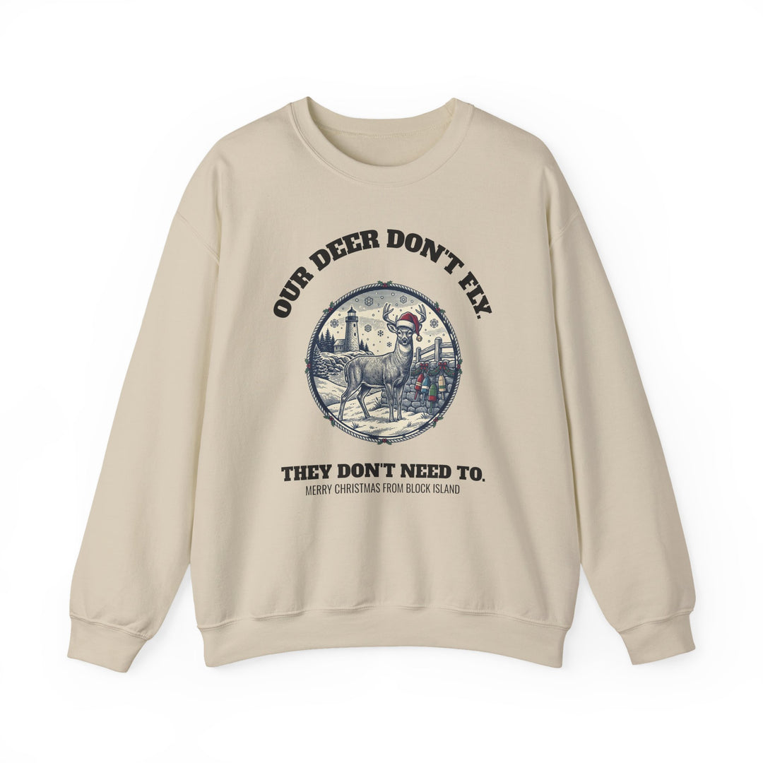 Block Island Christmas Sweatshirt in Sand, BlockBoundRI