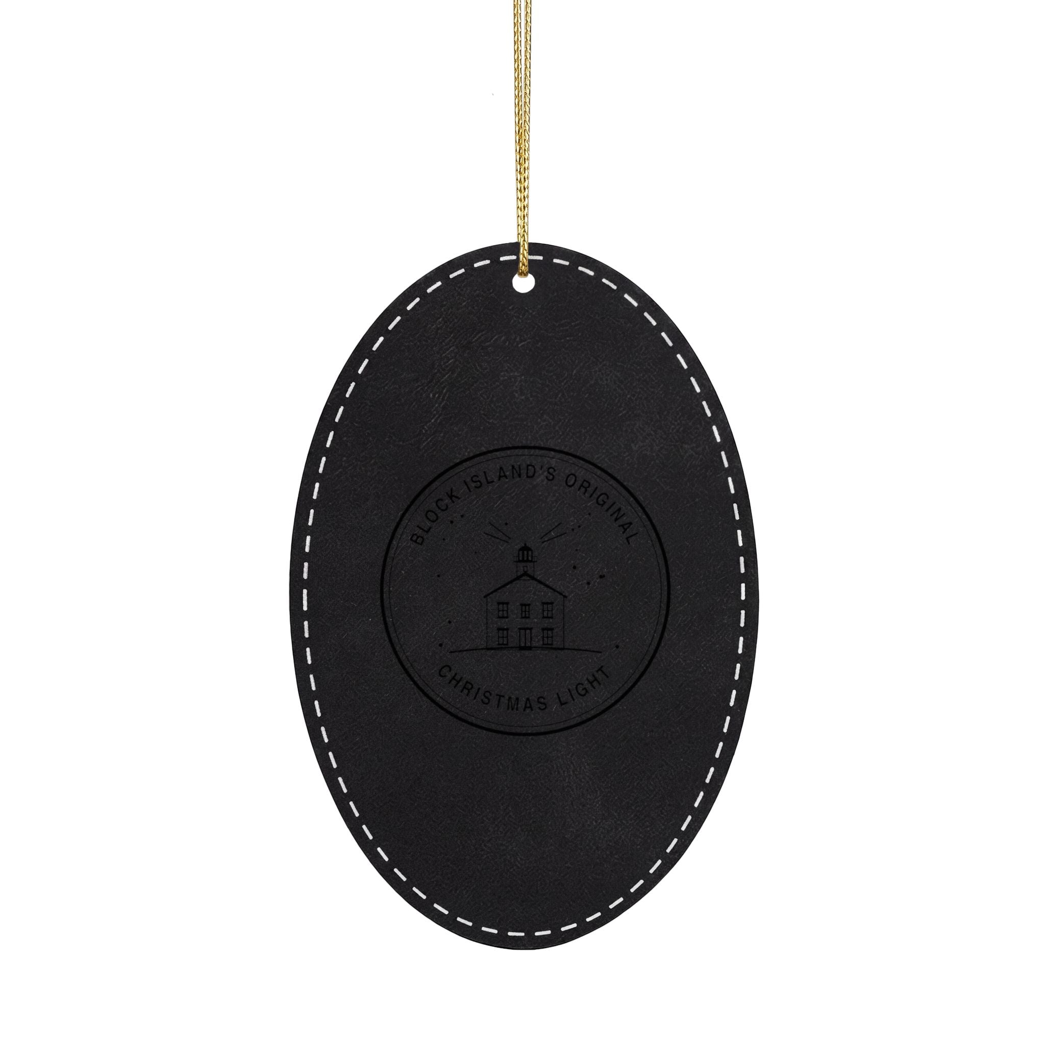 North Light engraved leatherette ornament: Block Island's Original Christmas Light, North Light lighthouse 1867