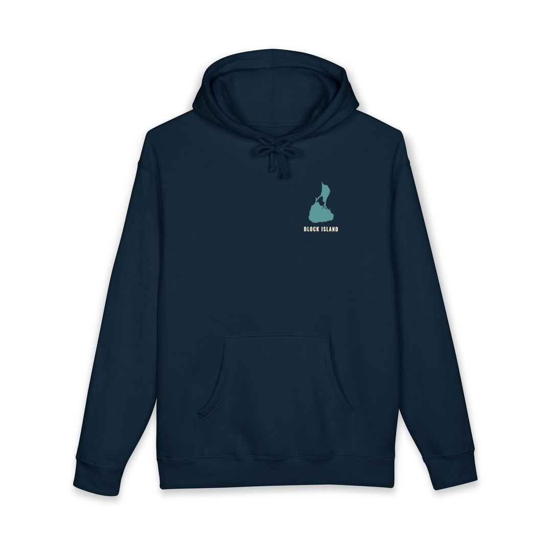 Mainland? Never Heard of Her Block Island heavyweight hoodie in Navy - BlockBoundRI