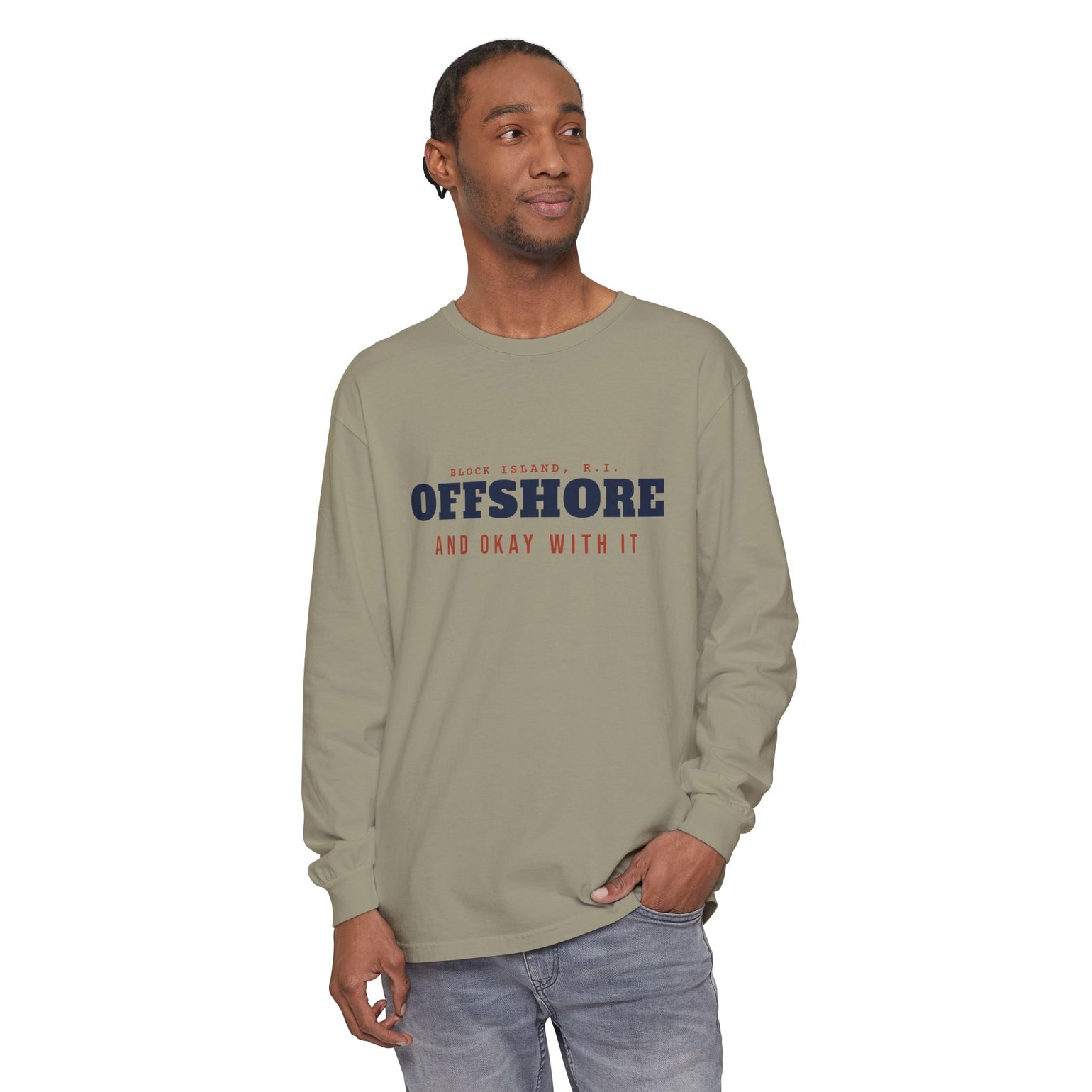 Offshore and Okay With It Block Island long sleeve tee, view 8 - BlockBoundRI
