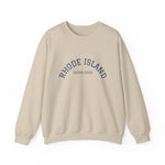 Rhode Island Varsity Crewneck Sweatshirt in Sand, BlockBoundRI
