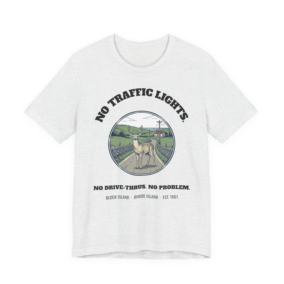 Block Island No Traffic Lights T-Shirt in Ash, BlockBoundRI