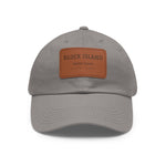 Block Island Coordinates Leather Patch Hat in Grey / Light Brown patch, BlockBoundRI