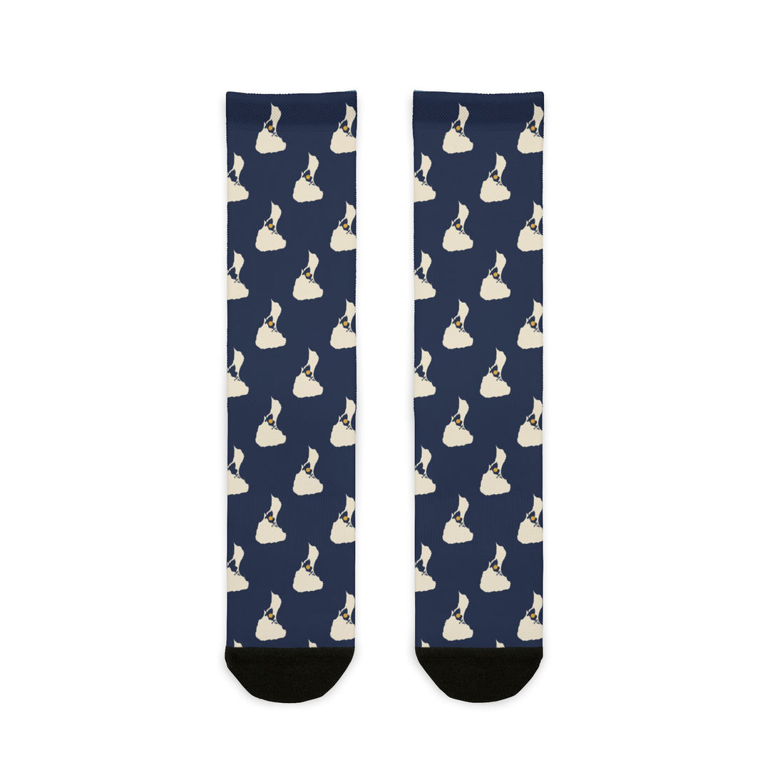 Block Island island-pattern crew socks - view 1 - BlockBoundRI