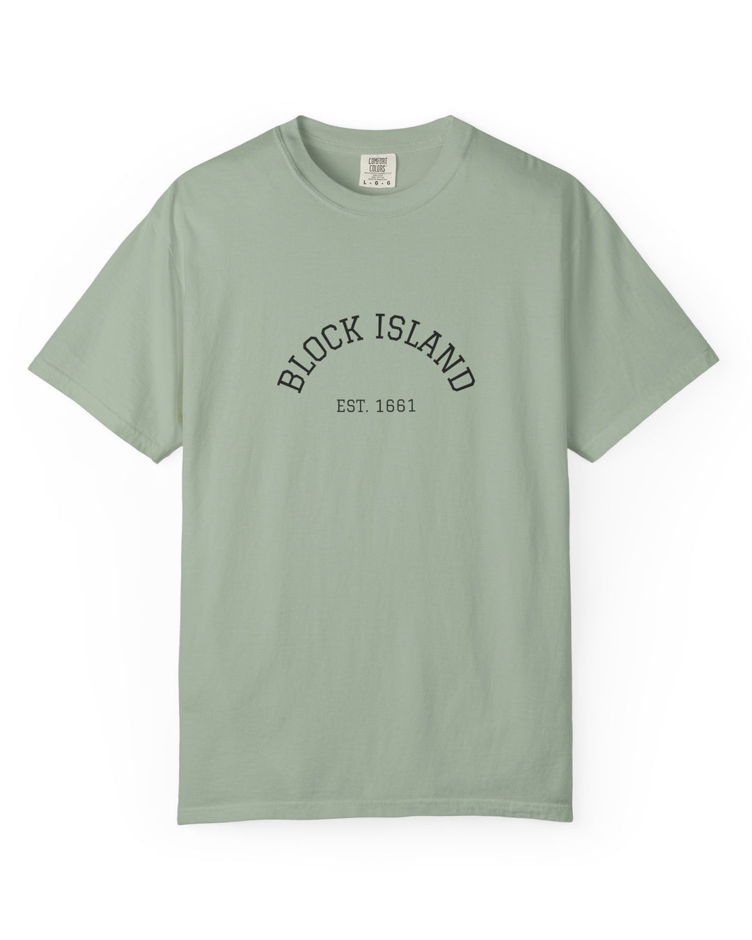 Block Island Est. 1661 Arch Tee, Garment-Dyed in Bay, BlockBoundRI