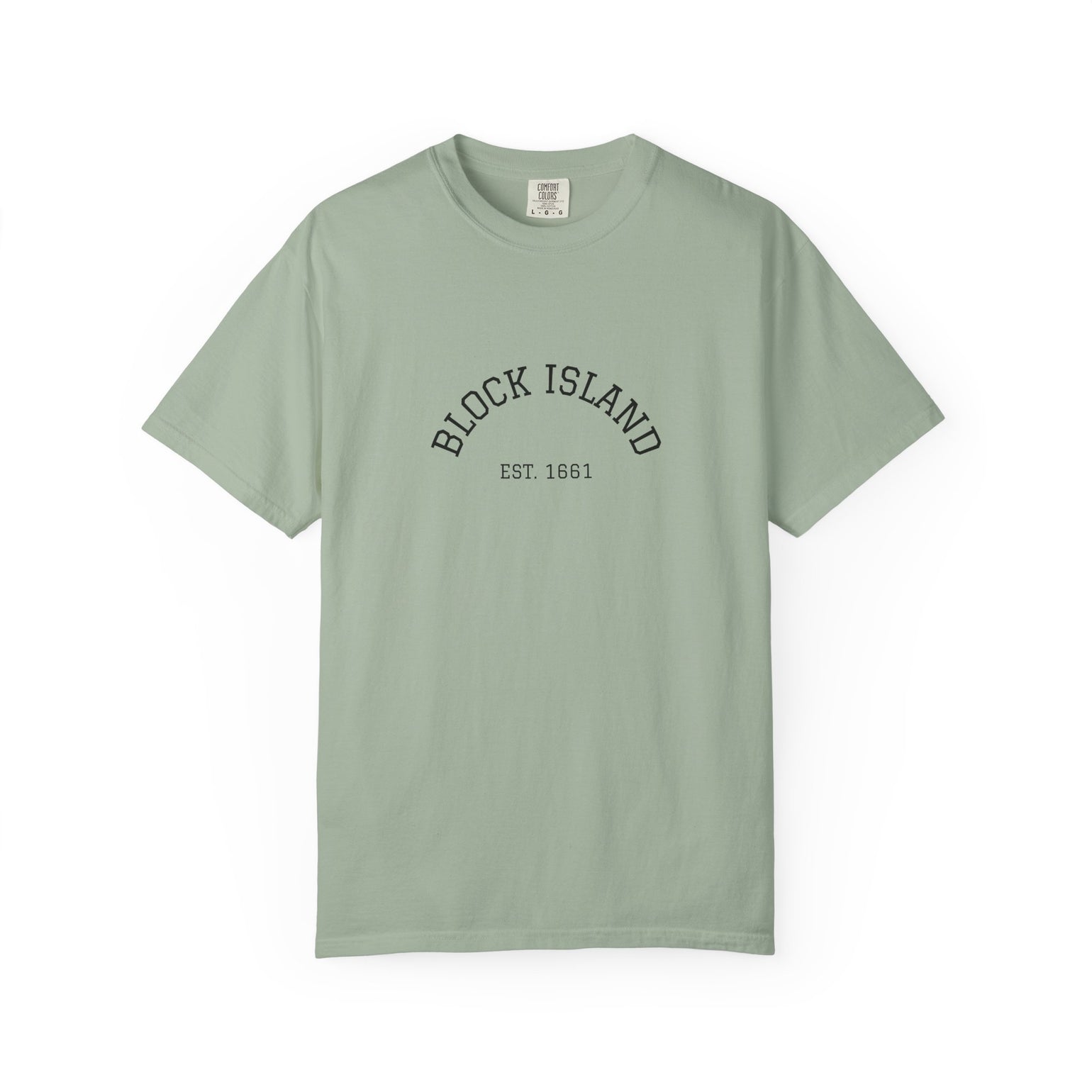 Block Island Est. 1661 Arch Tee, Garment-Dyed in Bay, BlockBoundRI