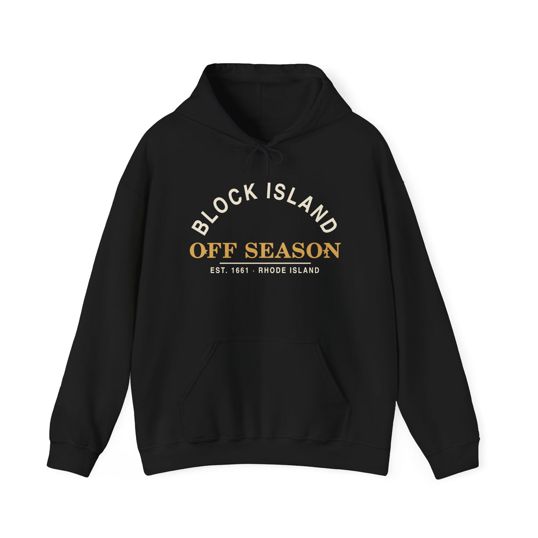 Block Island Off Season Hoodie in Black, BlockBoundRI