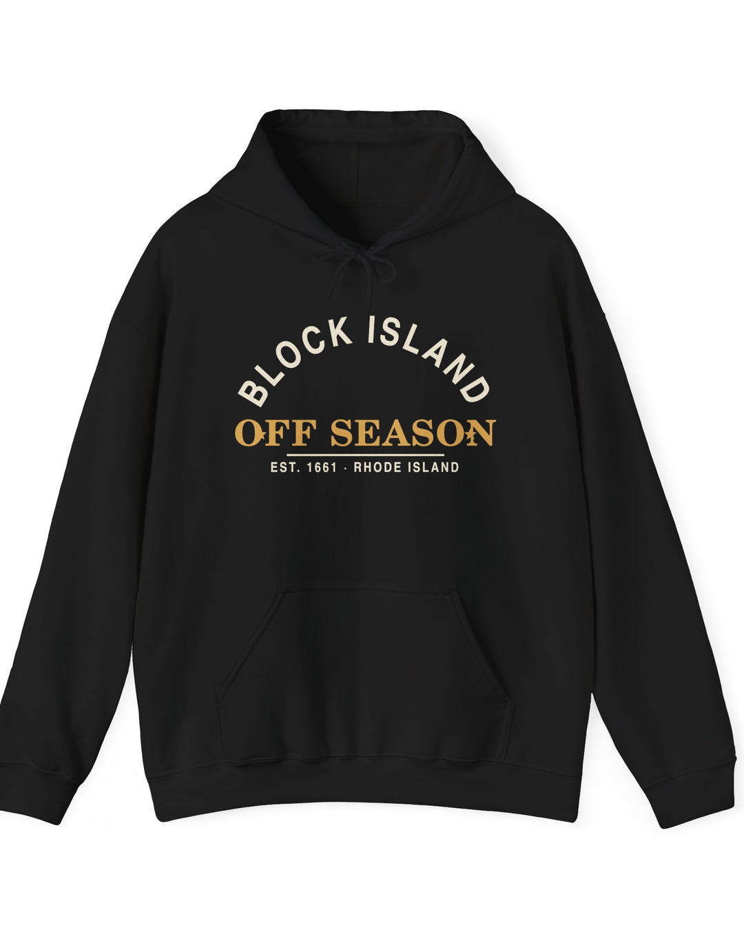 Block Island Off Season Hoodie in Black, BlockBoundRI