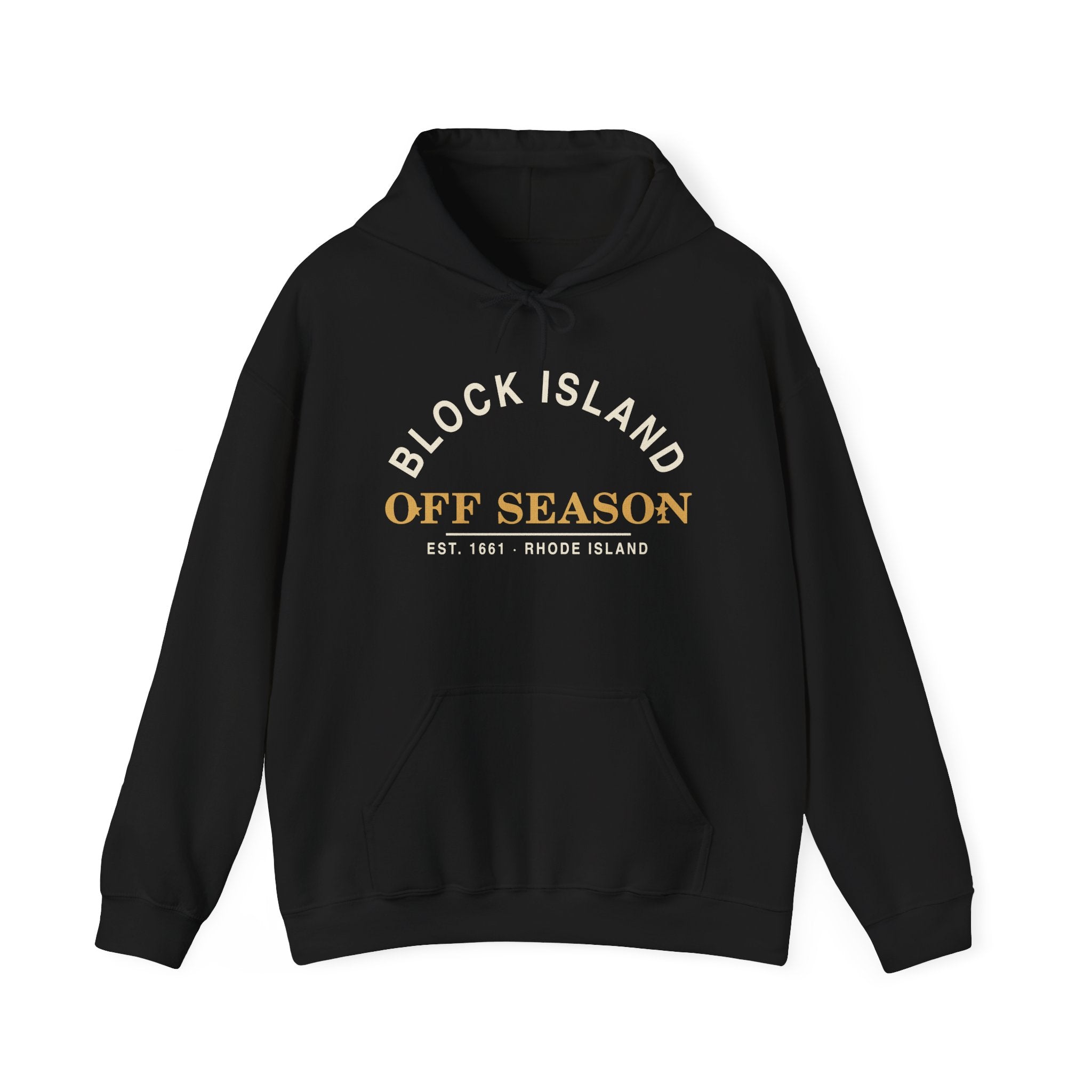 Block Island Off Season Hoodie in Black, BlockBoundRI