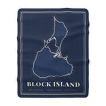 Block Island navy sherpa map blanket - view 2 - BlockBoundRI