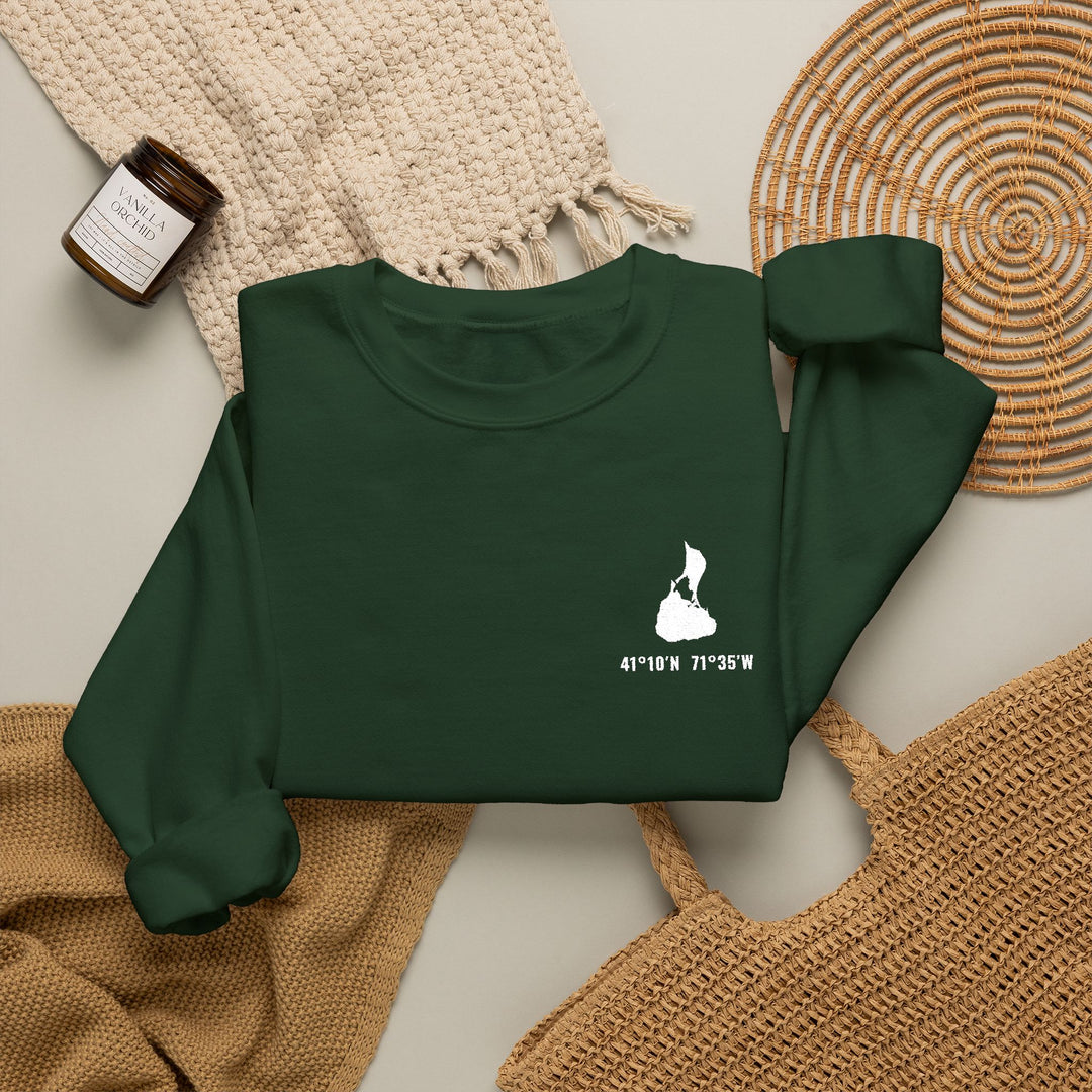 Block Island coordinates embroidered crewneck - view 22 - BlockBoundRI