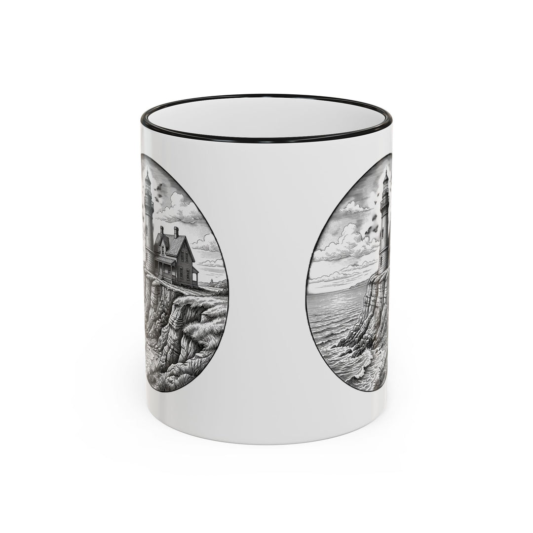 Southeast Light Mug, Block Island Lighthouse in Black, BlockBoundRI
