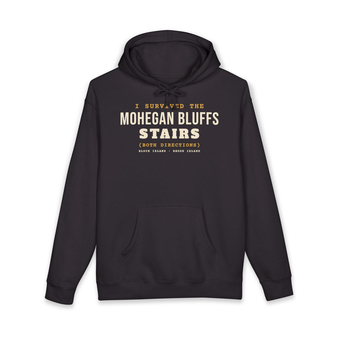 I Survived the Mohegan Bluffs Stairs Block Island hoodie in Black - BlockBoundRI