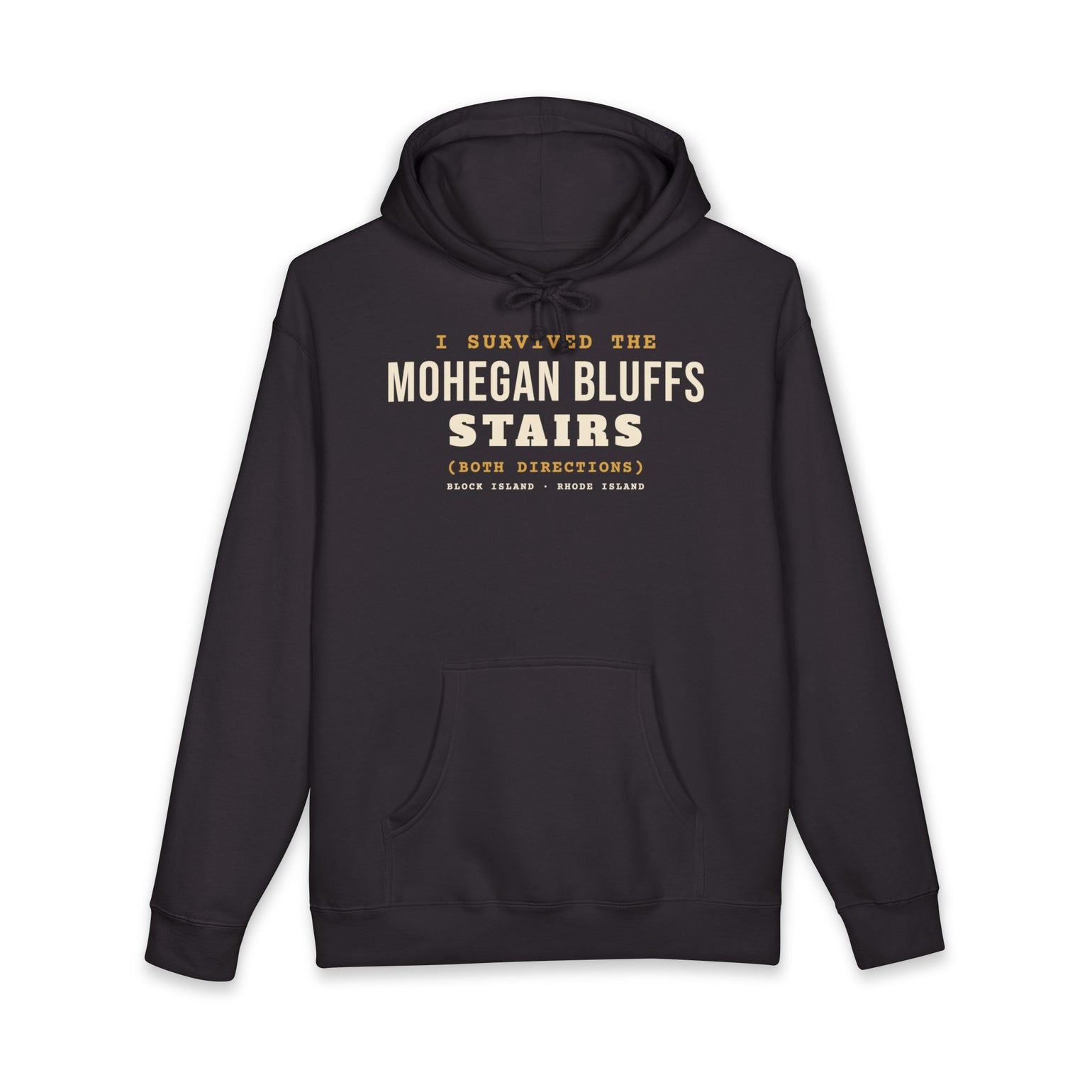 I Survived the Mohegan Bluffs Stairs Block Island hoodie in Black - BlockBoundRI