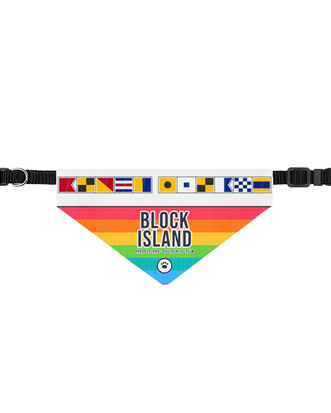Block Island Signal Flags Clip-On Dog Bandana with Adjustable Collar — Rainbow Nautical Flags