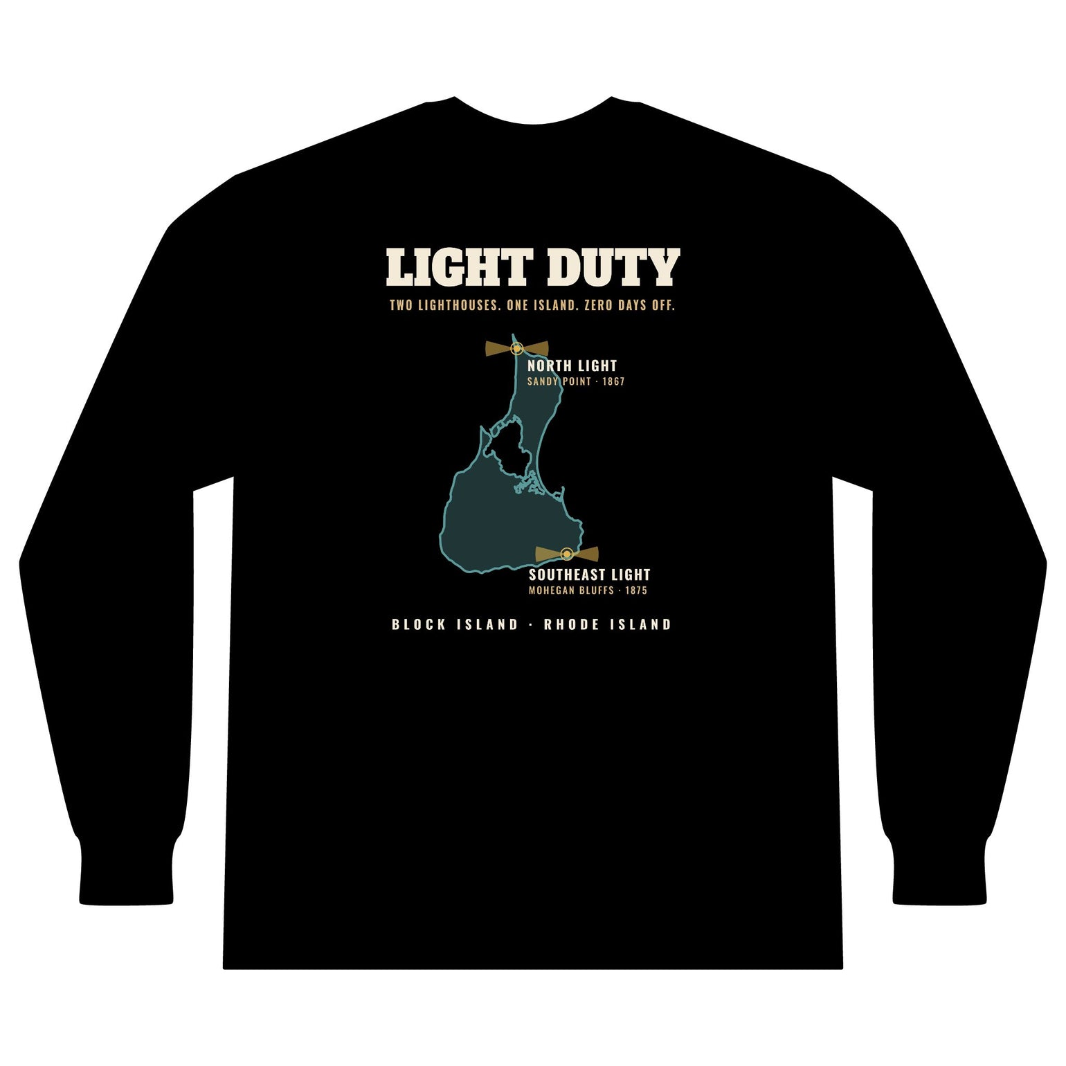 Light Duty Block Island lighthouses men's thermal long sleeve, additional view - BlockBoundRI