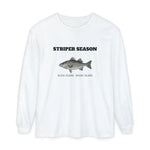 Striper Season Long Sleeve Shirt, Block Island Fishing in White, BlockBoundRI