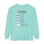Block Island Fog Index long sleeve: five fog levels from Clear to Island Classic with ferry illustrations — view 17