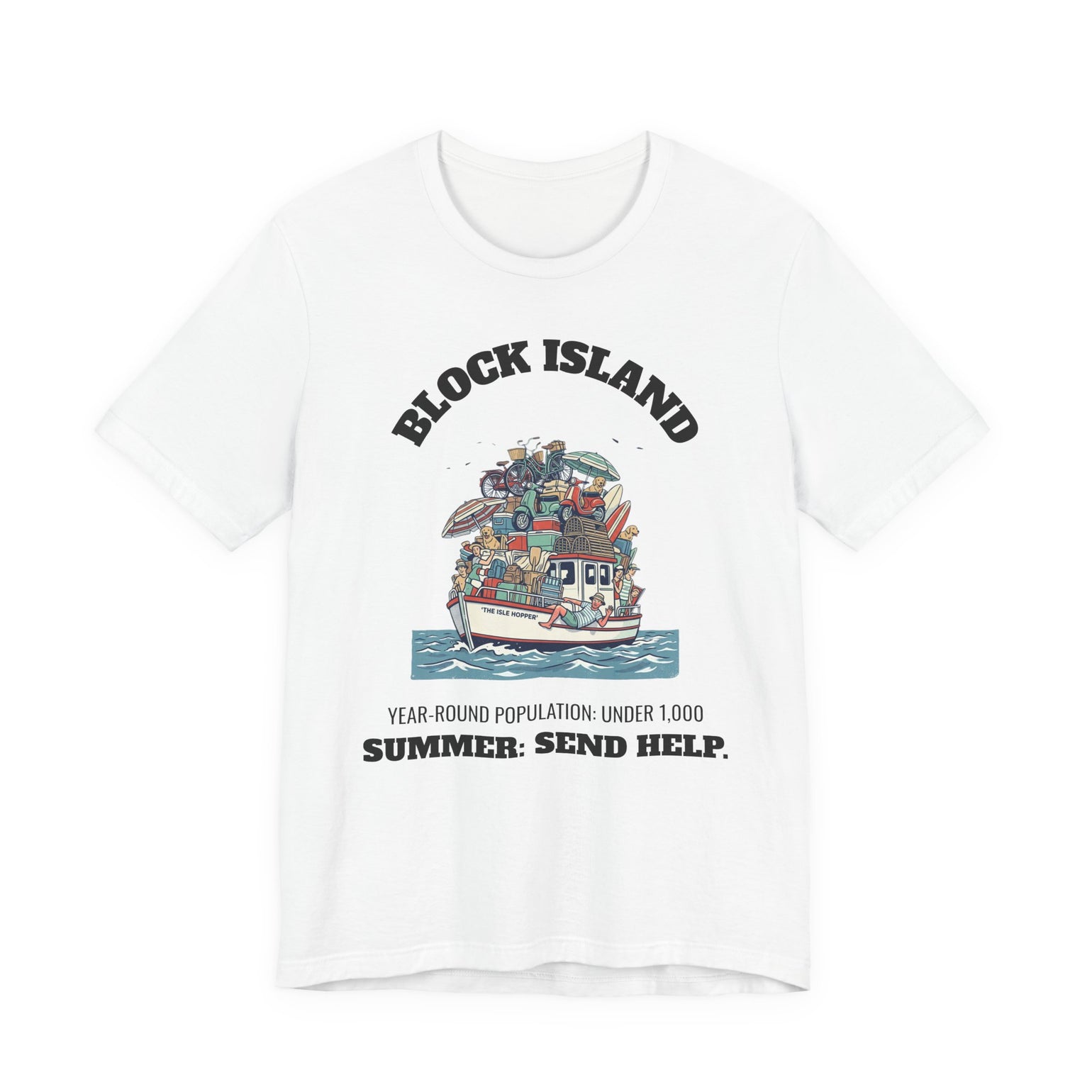 Block Island Summer Population T-Shirt in White, BlockBoundRI