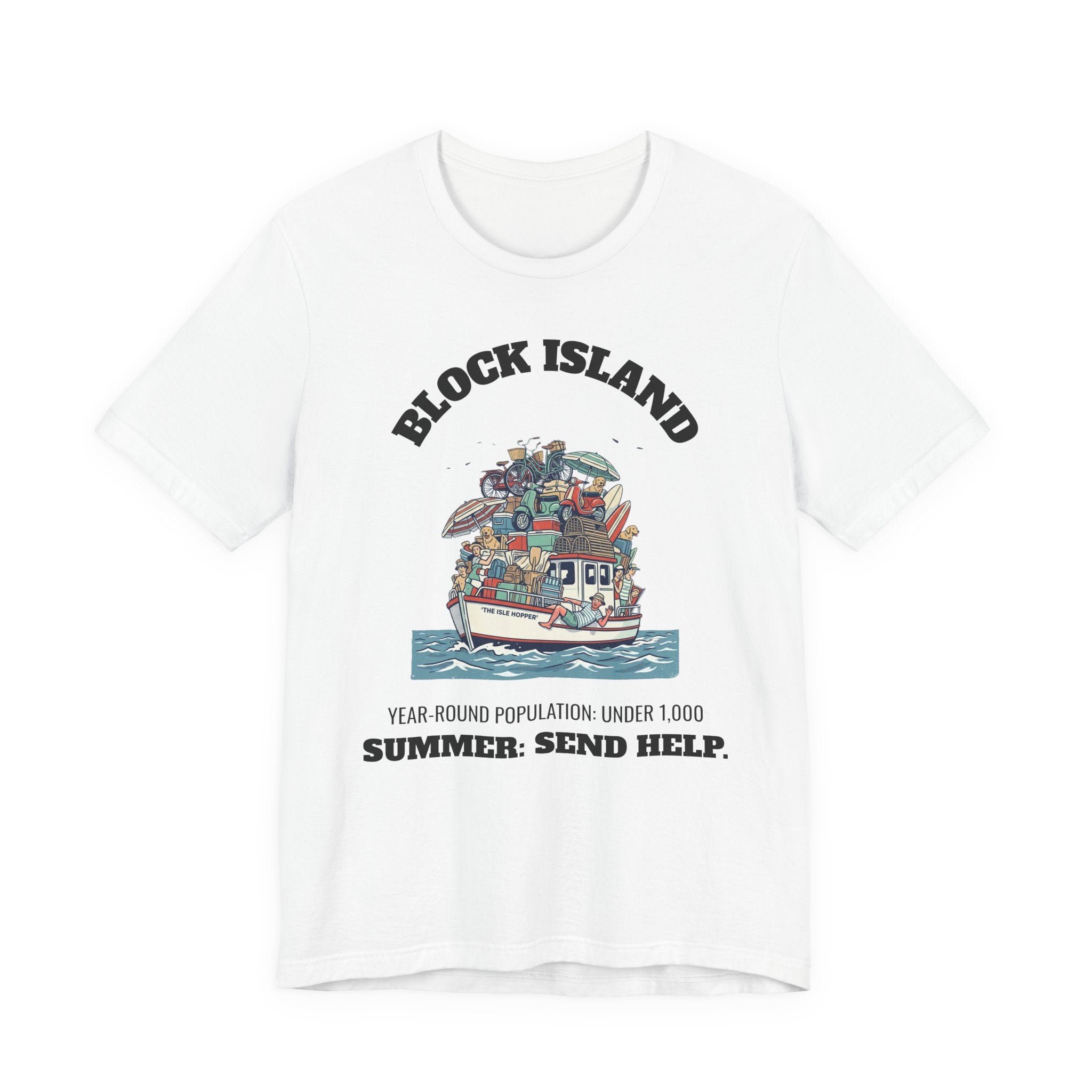 Block Island Summer Population T-Shirt in White, BlockBoundRI