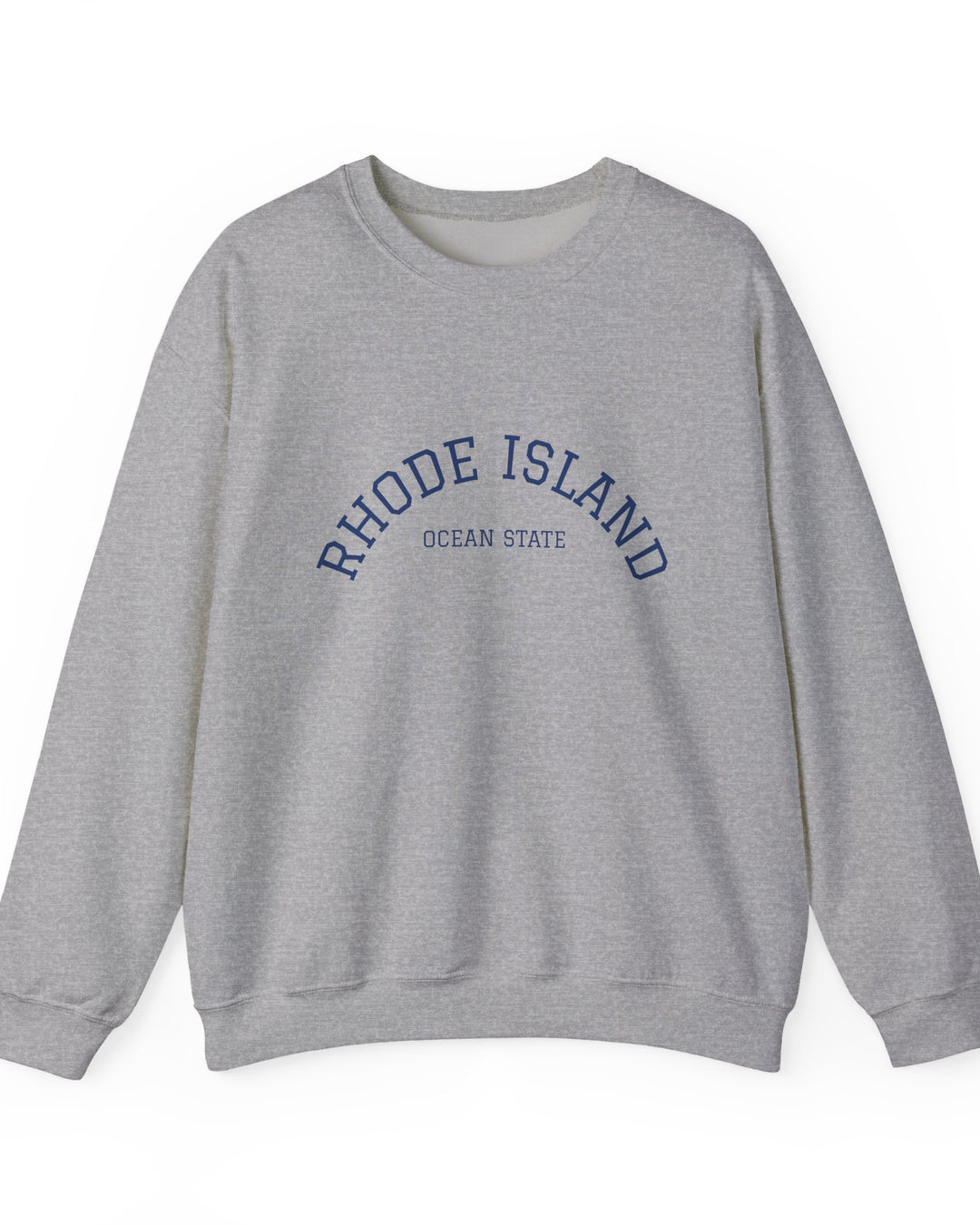 Rhode Island Varsity Crewneck Sweatshirt in Sport Grey, BlockBoundRI
