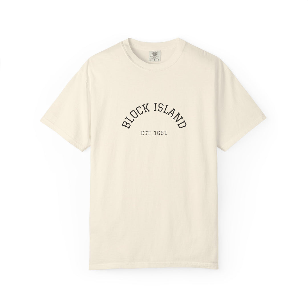 Block Island Est. 1661 Arch Tee, Garment-Dyed in Ivory, BlockBoundRI