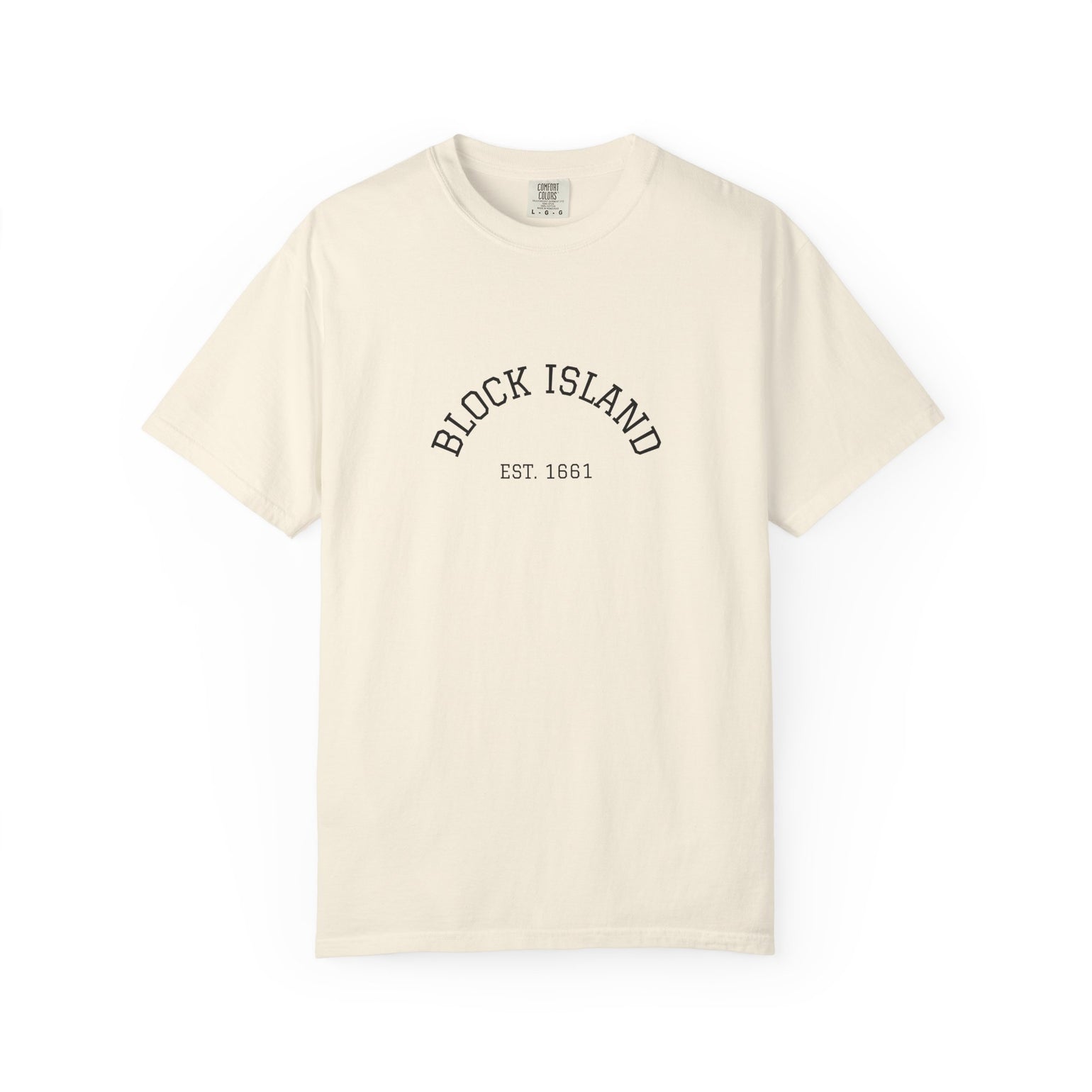 Block Island Est. 1661 Arch Tee, Garment-Dyed in Ivory, BlockBoundRI
