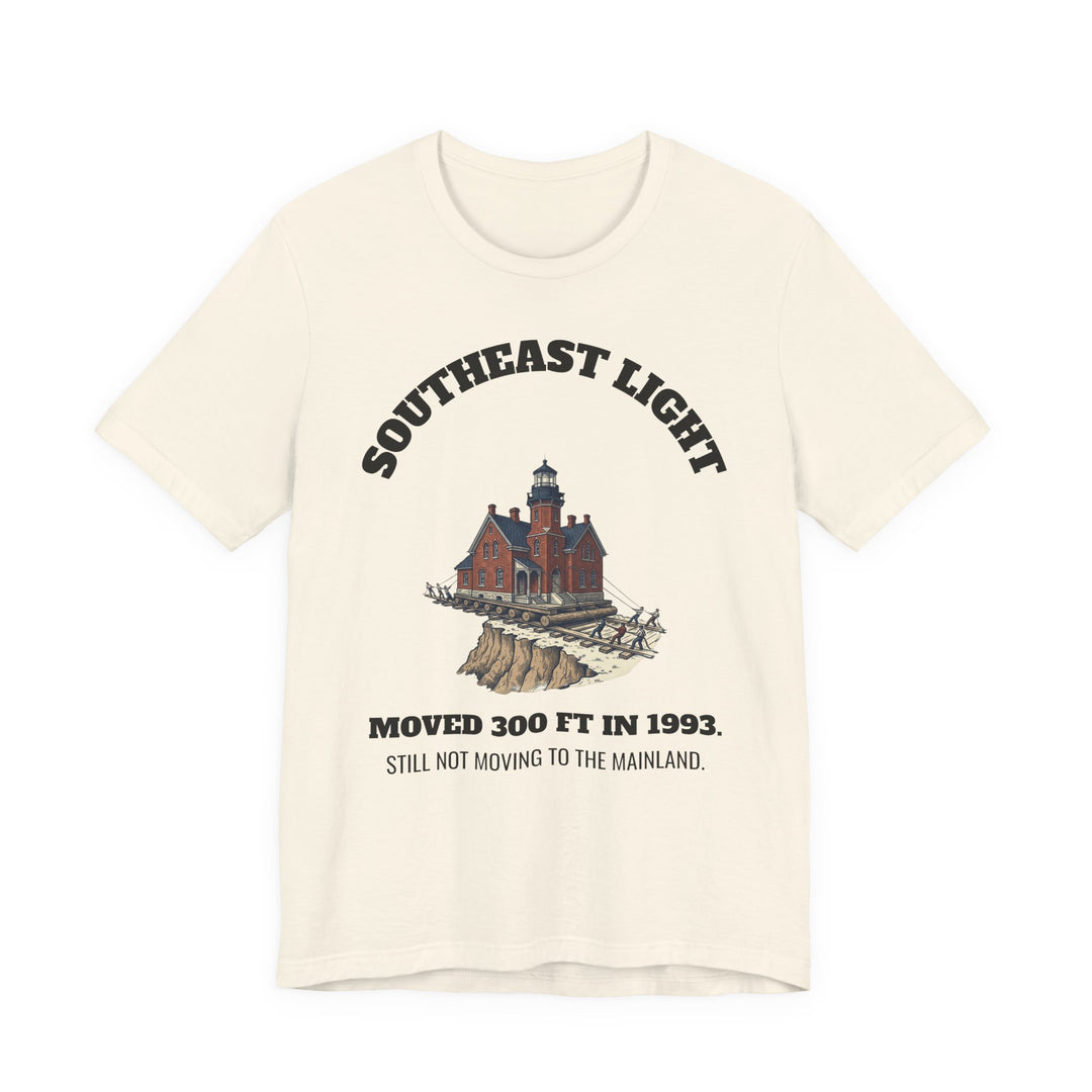 Southeast Light Lighthouse T-Shirt, Block Island in Natural, BlockBoundRI