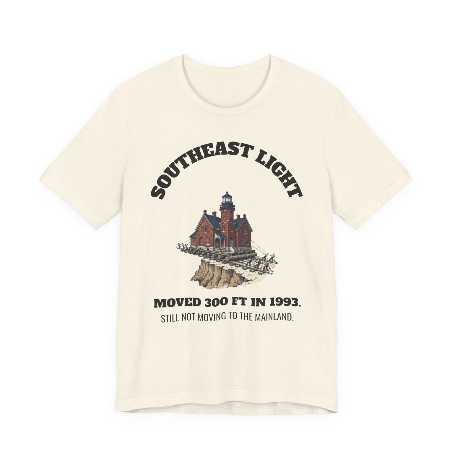 Southeast Light Lighthouse T-Shirt, Block Island in Natural, BlockBoundRI