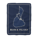 Block Island navy sherpa map blanket - view 1 - BlockBoundRI