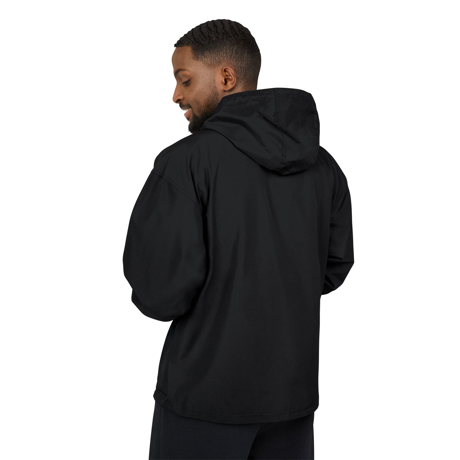Champion packable anorak with embroidered Mohegan Bluffs cliff and surf mark on the left chest — view 19